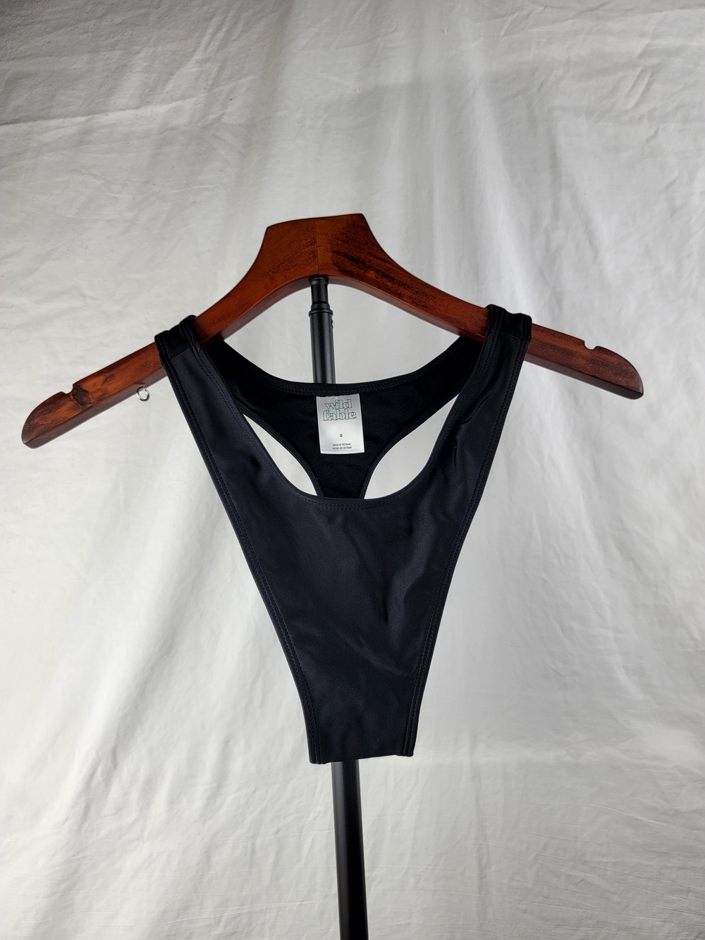 Wild Fable Black Thong Bikini Bottom High Leg Ultra Cheeky S NWOT Unworn